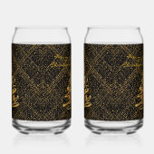 Modern, Chrismas Tree, Black Gold Cross Pattern Blikvorm Glas (Rechts)