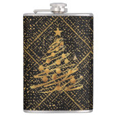 Modern, Chrismas Tree, Black Gold Cross Pattern  Heupfles (Voorkant)