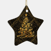 Modern, Chrismas Tree, Black Gold Cross Pattern Keramisch Ornament (Rechts)