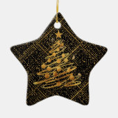 Modern, Chrismas Tree, Black Gold Cross Pattern Keramisch Ornament (Voorkant)