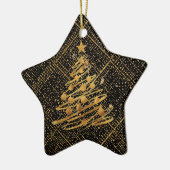 Modern, Chrismas Tree, Black Gold Cross Pattern Keramisch Ornament (Links)