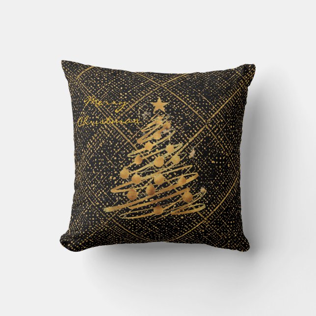 Modern, Chrismas Tree, Black Gold Cross Pattern  Kussen (Voorkant)