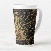 Modern, Chrismas Tree, Black Gold Cross Pattern Latte Mok (Rechterhoek)