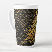 Modern, Chrismas Tree, Black Gold Cross Pattern Latte Mok (Linkerhoek)