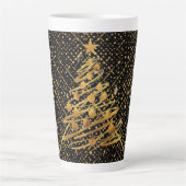 Modern, Chrismas Tree, Black Gold Cross Pattern Latte Mok (Voorkant)