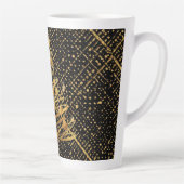 Modern, Chrismas Tree, Black Gold Cross Pattern Latte Mok (Rechts)