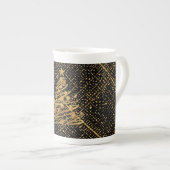 Modern, Chrismas Tree, Black Gold Cross Pattern Porselein Kop (Voorkant rechts)