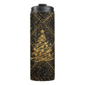 Modern, Chrismas Tree, Black Gold Cross Pattern  Thermosbeker (Voorkant)