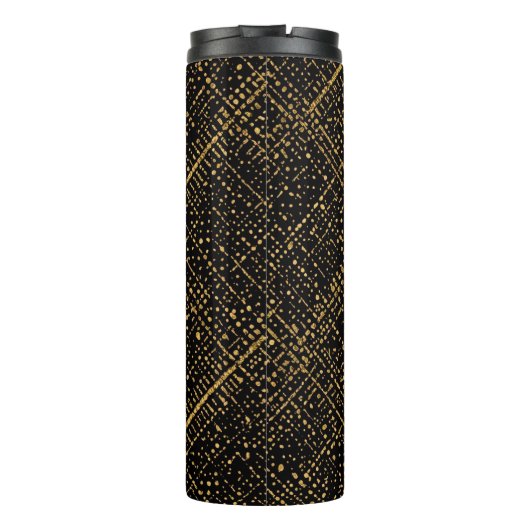 Modern, Chrismas Tree, Black Gold Cross Pattern  Thermosbeker (Achterkant)