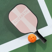 Modern Christelijk Cross Custom Name Blush Pink Pickleball Paddle