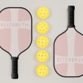 Modern Christelijk Cross Custom Name Blush Pink Pickleball Paddle