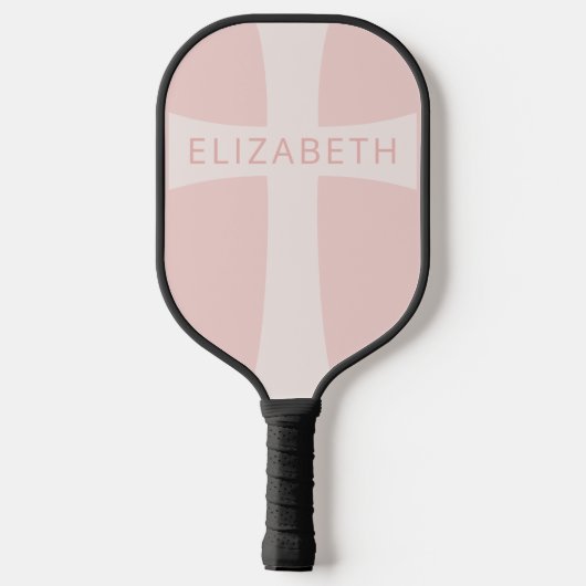 Modern Christelijk Cross Custom Name Blush Pink Pickleball Paddle (Achterkant)