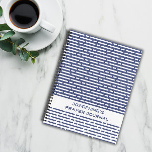 Modern Christelijk Gebedsjournaal Navy Blue Stripe Notitieboek