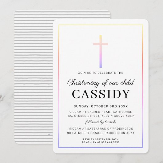 MODERN CHRISTENgoud dwars door eenvoudige regenboo Kaart (Voorkant / Achterkant)