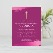 MODERN CHRISTENgoud folie dwars donkerroze Kaart (Staand voorkant)