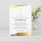 MODERN CHRISTENING gouden folie kruis eenvoudig Kaart (Staand voorkant)