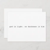 Modern Christian "God is Light" Invitation Kaart (Voorkant / Achterkant)