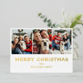 Modern Christmas 3 Fotonaam Folie Vakantie Kaart (Staand Voorkant)