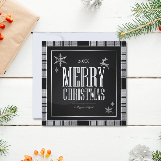 Modern Christmas 4 Photo Collage Zwart Wit Kaart