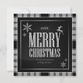 Modern Christmas 4 Photo Collage Zwart Wit Kaart (Achterkant)