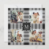 Modern Christmas 4 Photo Collage Zwart Wit Kaart (Voorkant)