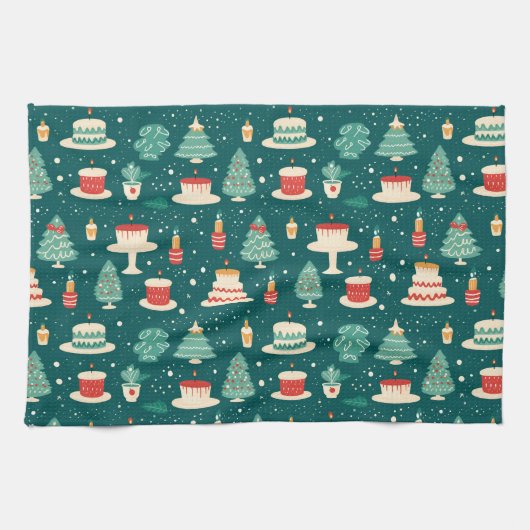 Modern Christmas Baking Aesthetic Theedoek (Horizontaal)