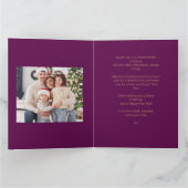 Modern Christmas Bauble Paarse gouden foto Kaart (Binnen)