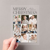 Modern Christmas Black 9 Photo Collage Vakantie Acryl Uitnodigingen (Insitu (Draagbaar))