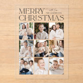 Modern Christmas Black 9 Photo Collage Vakantie Acryl Uitnodigingen (Voorkant)