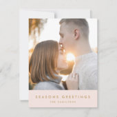 Modern Christmas Blush Pink and Gold Photo Feestdagenkaart (Voorkant)
