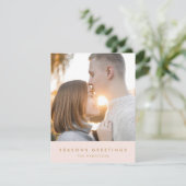 Modern Christmas Blush Pink and Gold Photo Feestdagenkaart (Staand voorkant)