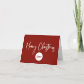 Modern Christmas Business Logo Rood Wit Script Feestdagen Kaart (Voorkant)