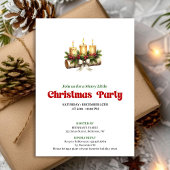 Modern Christmas candles invite pine holly style Kaart