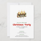 Modern Christmas candles invite pine holly style Kaart (Voorkant)