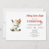 Modern Christmas Cocktails Party Editable Invites Kaart (Voorkant)