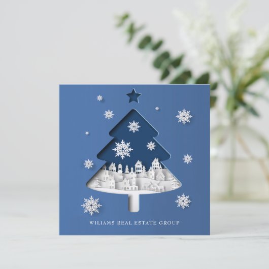 Modern Christmas Composition Corporate Greeting Feestdagenkaart (Staand voorkant)