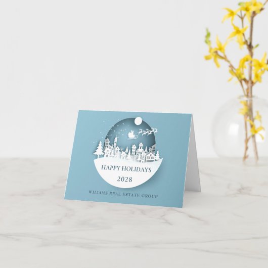 Modern Christmas Composition Corporate Greeting Kaart (Gele Bloem)