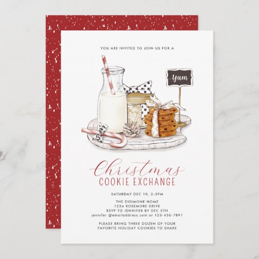 Modern Christmas Cookie Exchange Kaart (Voorkant / Achterkant)