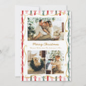 Modern Christmas Coquette Bow Pattern 3 Photo Feestdagenkaart (Voorkant)