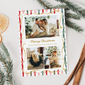 Modern Christmas Coquette Bow Pattern 3 Photo Feestdagenkaart