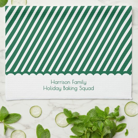 Modern Christmas Family Green Holiday Baking Squad Theedoek (Gevouwen)