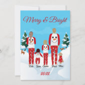 Modern Christmas Family of 5 Personalized Flat Feestdagenkaart (Voorkant)