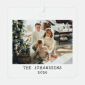 Modern Christmas Family Two Photos Double Sided Metalen Ornament (Achterkant)