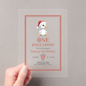 Modern Christmas First Birthday One Jolly Goose Acryl Uitnodigingen (Insitu (Draagbaar))