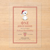 Modern Christmas First Birthday One Jolly Goose Acryl Uitnodigingen (Voorkant)