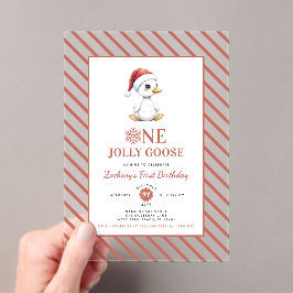 Modern Christmas First Birthday One Jolly Goose Acryl Uitnodigingen