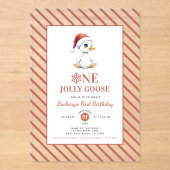 Modern Christmas First Birthday One Jolly Goose Acryl Uitnodigingen (Voorkant)
