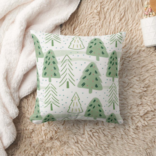 Modern Christmas Forest Olive green pattern Kussen (Deken)