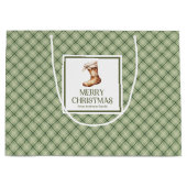 Modern Christmas Gift Bag Nordic Neutral Aesthetic Groot Cadeauzakje (Voorkant)