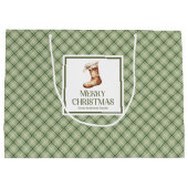 Modern Christmas Gift Bag Nordic Neutral Aesthetic Groot Cadeauzakje (Achterkant)